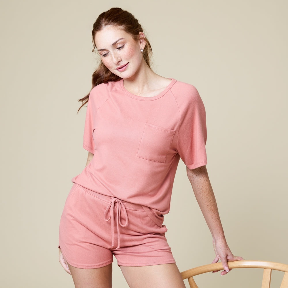SOFTiES Dream Slouchy Tee & Short Set PJ set in copper rose - NWT